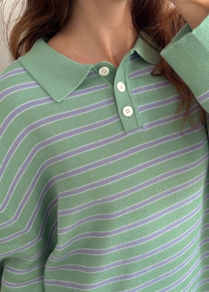 Adanne stripe polo bluse Mint/Blue Boii Studios 